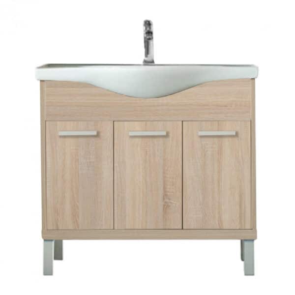 MS 75 alsó fürdőszoba bútor három ajtós Szürke Sonoma tölgy