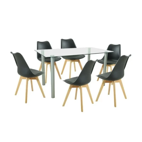 Medy 6+1 étkező garnitúra fekete