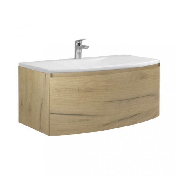 Sofia 100 fürdőszobabútor kerámia mosdóval arany tölgy