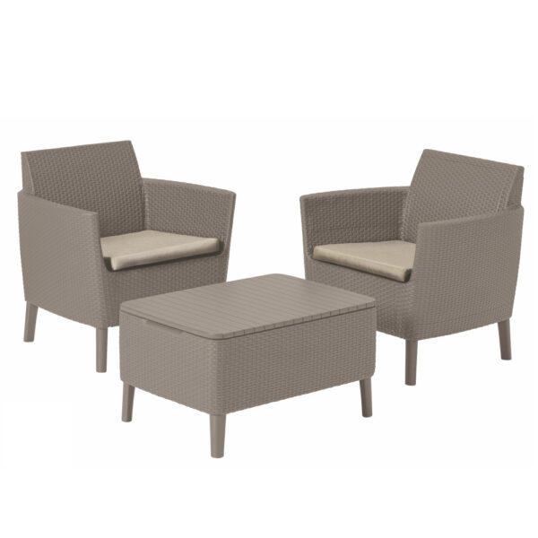 Salemo balcony kerti bútor szett 2 fotel kis asztallal - cappuccino/homok