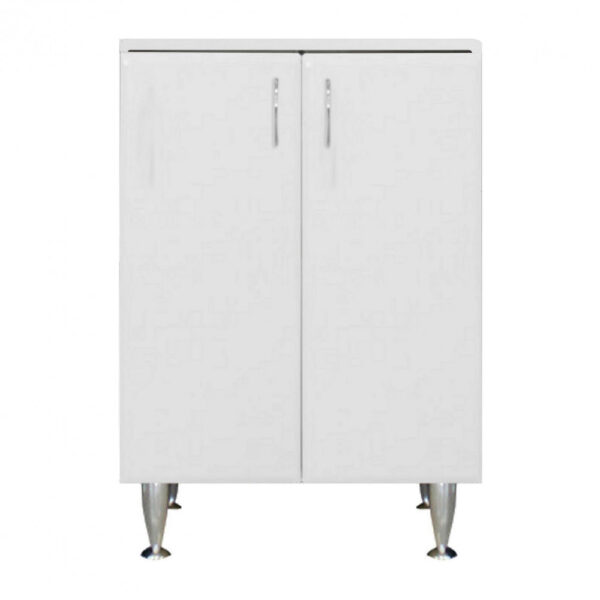 Bianca Plus 60 alacsony szekrény, 2 ajtóval, magasfényű fehér színben