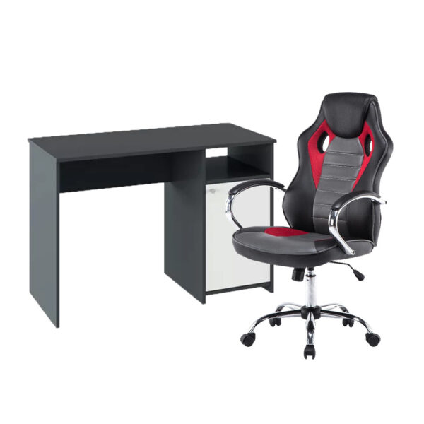 Lygon grafit-fehér számítógépasztal Genesis gamer forgószékkel