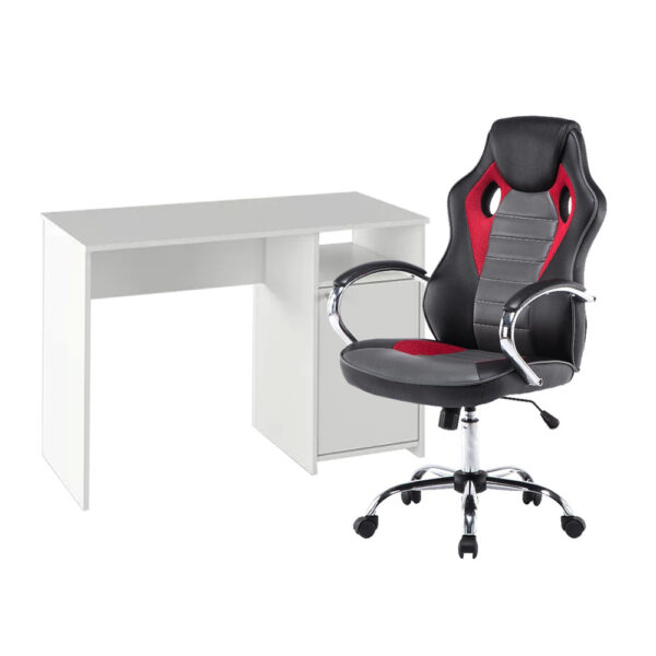 Lygon fehér számítógépasztal Genesis gamer forgószékkel