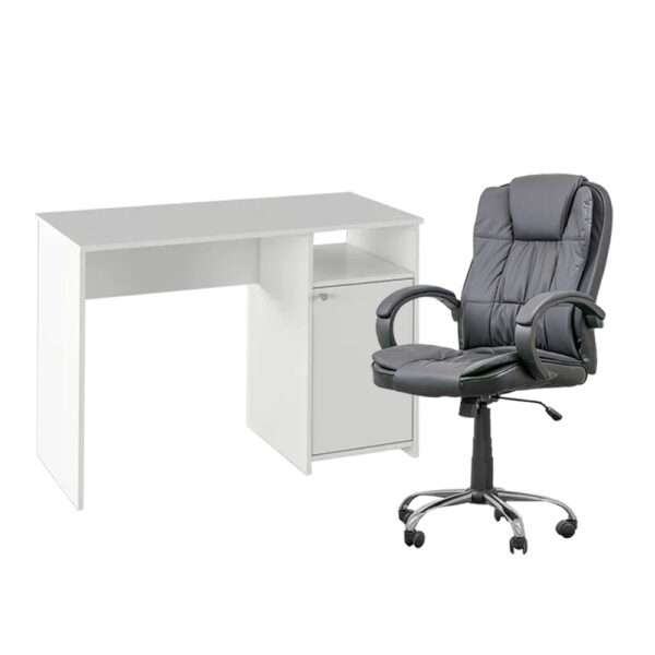 Lygon fehér számítógépasztal Boss forgószékkel