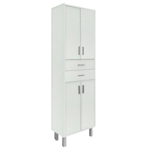 Nerva 60 magas szekrény 4 ajtóval, 2 fiókkal, tükörfényes fehér