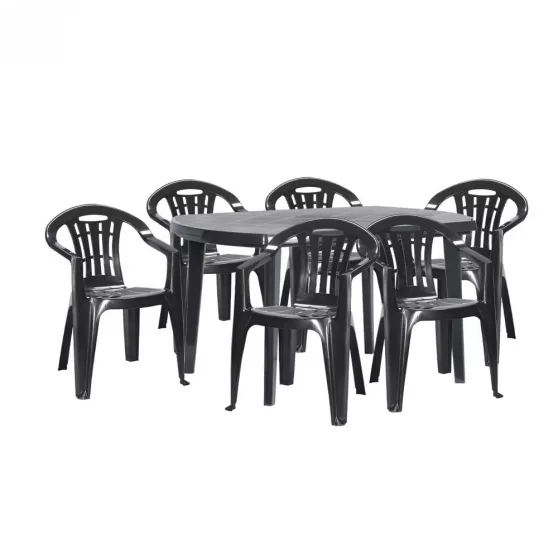 Elma 6+1 kerti bútor garnitúra szett grafit színben