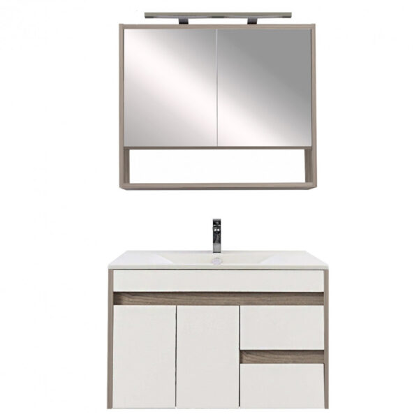 Luna 80 komplett fürdőszoba bútor fehér-rauna szil