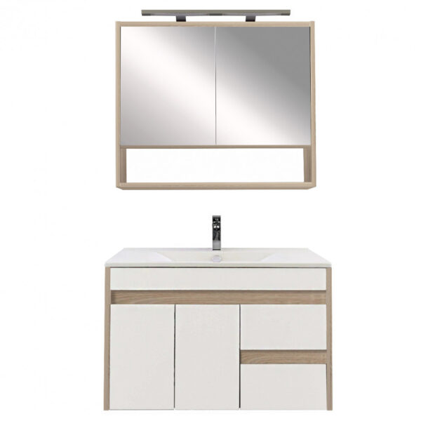 Luna 80 komplett fürdőszoba bútor fehér-sonoma tölgy