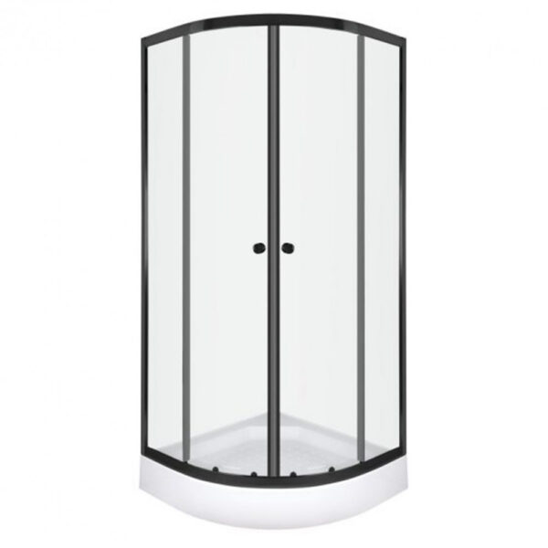 Olga Black 90x90 cm íves zuhanykabin zuhanytálcával