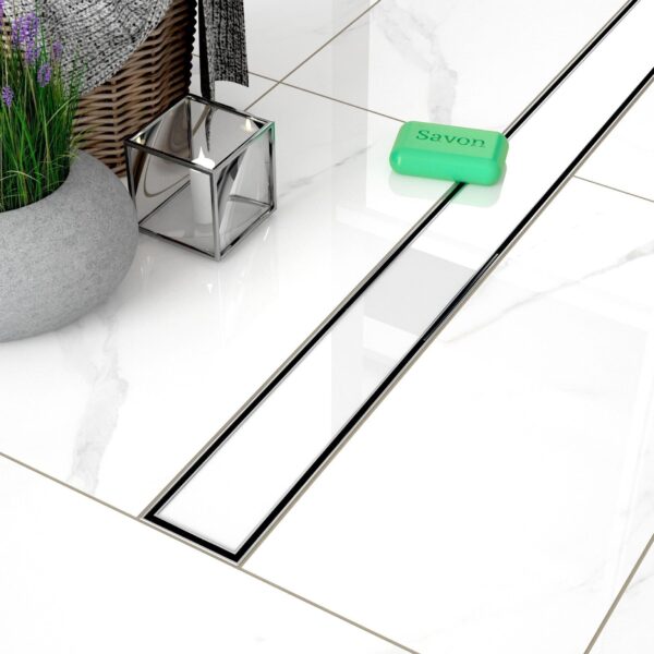 Rozsdamentes zuhanyfolyóka, WHITE GLASS (fehér üveg) betéttel